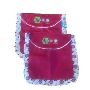 Hauck Birdie Doll Bedding 2 Blankets Red Floral Ruffles